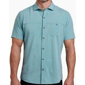 Kuhl Optimizr short sleeve button down shirt Blue performance Men Sz Large XXL